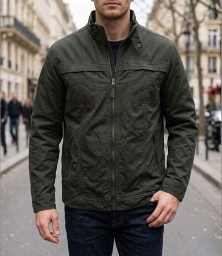 WINCHESTER WE1294K — Blouson zippé kaki : confort respirant en pur coton