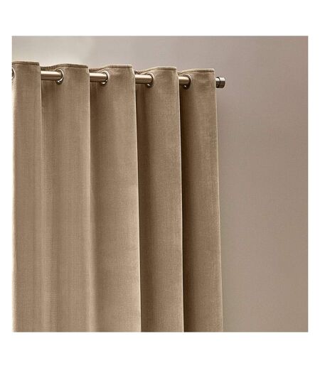 Chenille velvet eyelet curtains 117cm x 137cm natural Yard