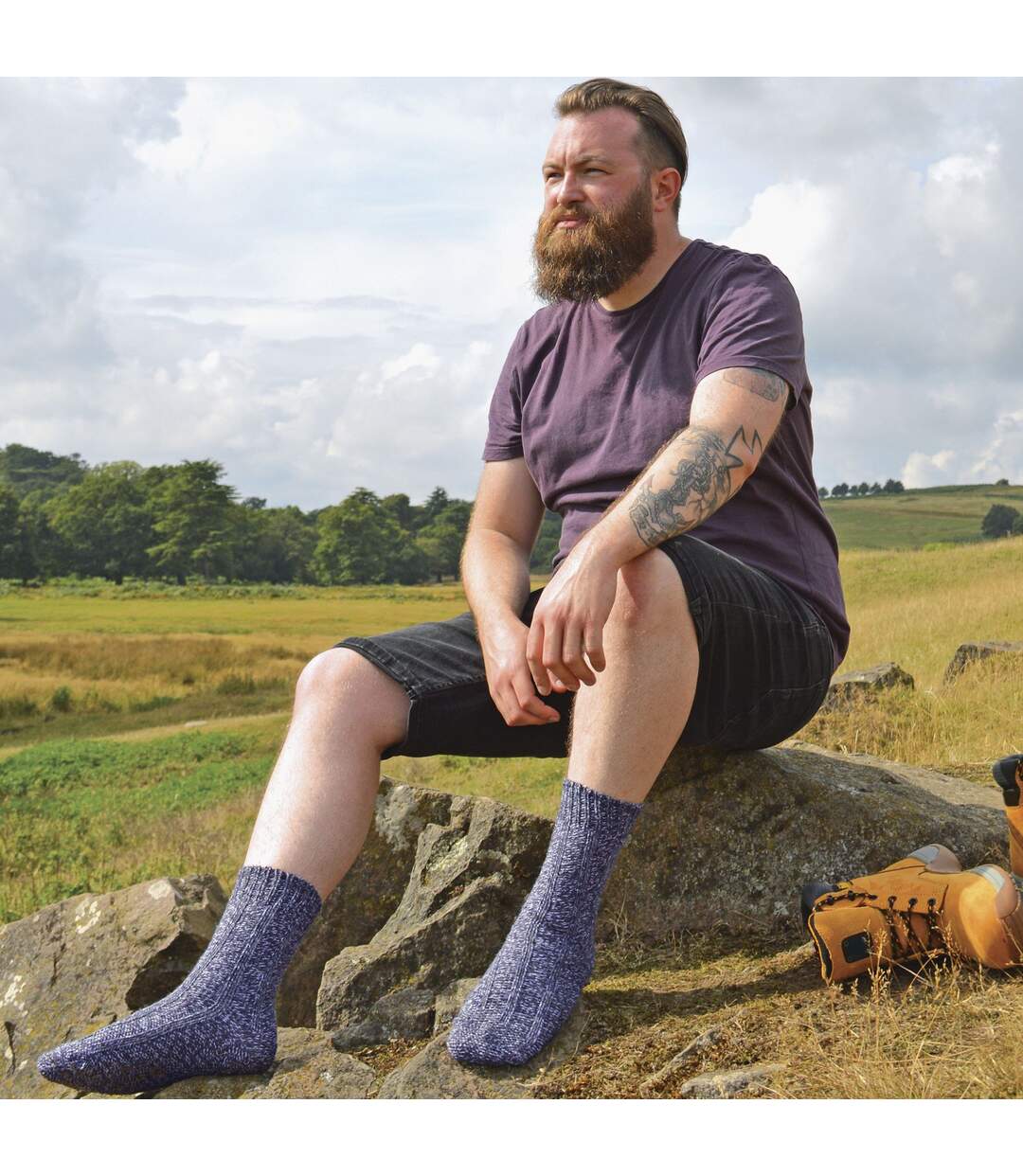 1 Pack Mens Thick Warm 100% Wool Hiking & Walking Socks-3