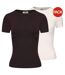 Pack Of 2  Womens/ladies Crew Neck Slim T-shirt  Chocolate White Slazenger-1