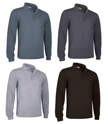 Lot 4 Polos manches longues - Homme - PREDATOR - noir et gris