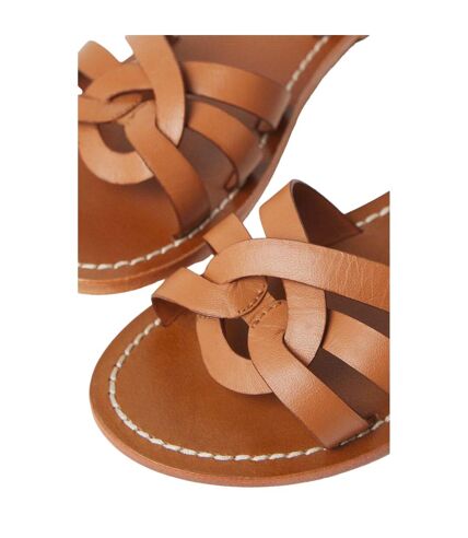 Womens/ladies jaleesa leather woven wide sandals tan Dorothy Perkins