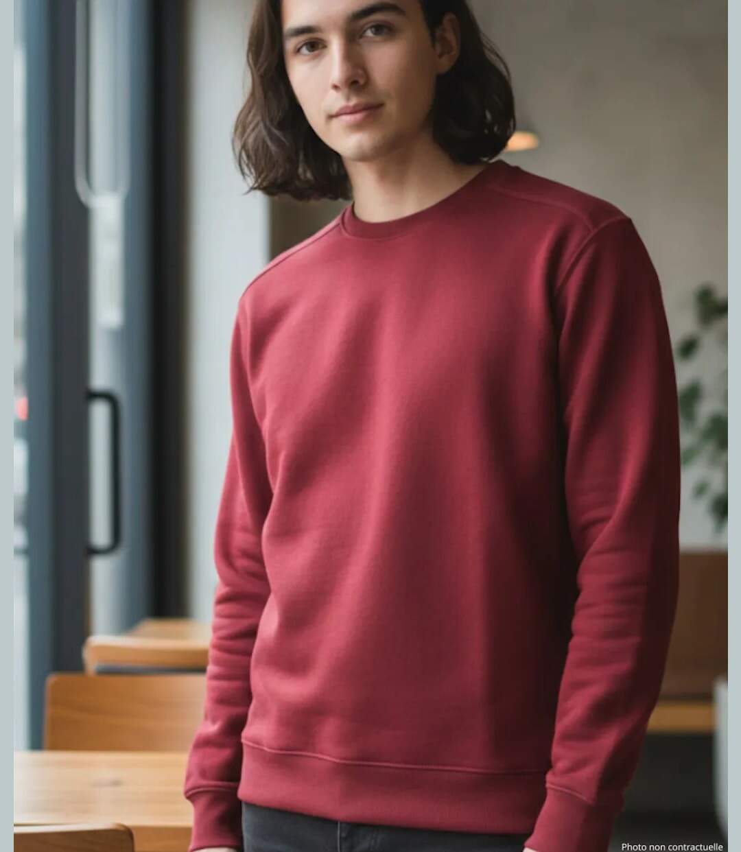 CHALLENGER E213U001 — Sweat col rond bordeaux : confort et haute résistance-2