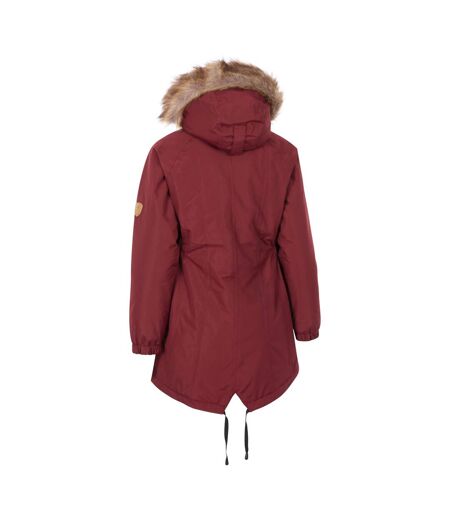 Womens/ladies celebrity insulated longer length parka jacket dark cherry Trespass