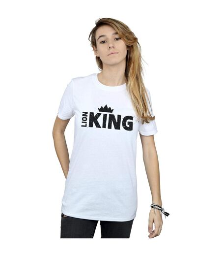 Disney Womens/Ladies The Lion King Movie Crown Cotton Boyfriend T-Shirt (Blanc) - UTBI29240
