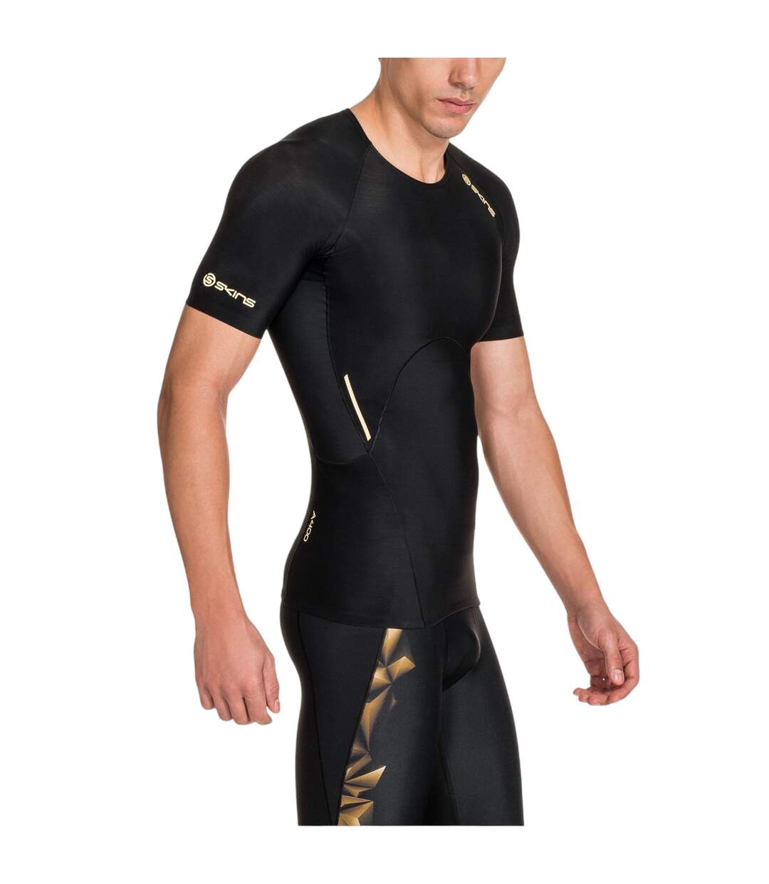 Mens A400 Performance Training Compression Shirt Black Skins-4