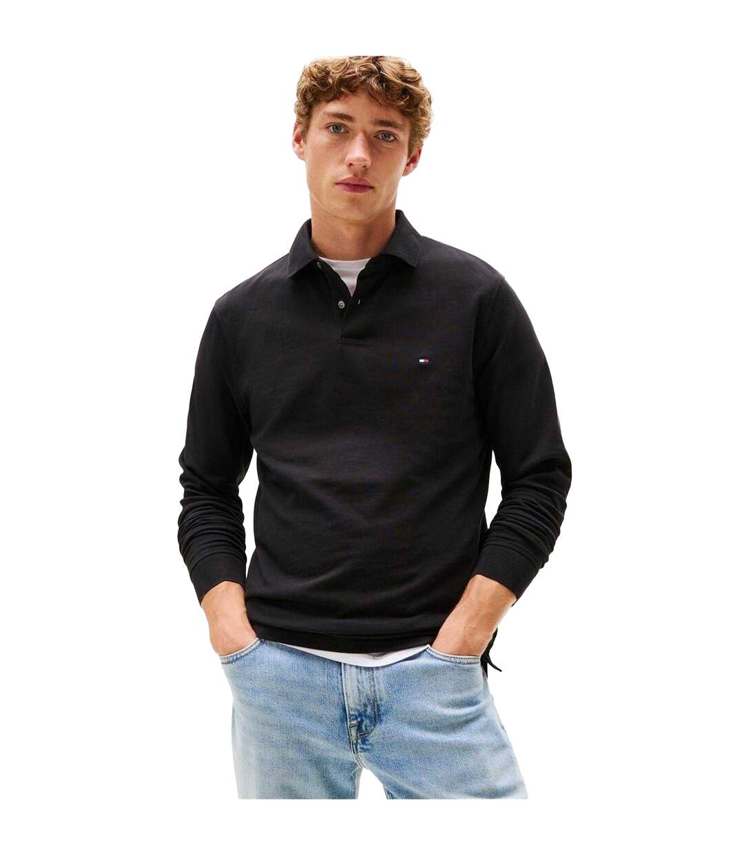 Polo Manches Longues Motif/style Logo Homme Noir Tommy Hilfiger-4