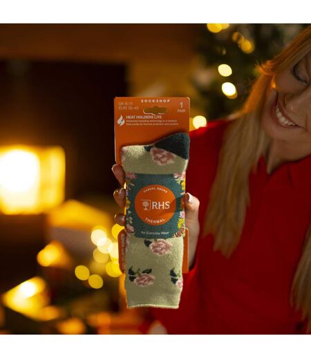 Womens Thermal Socks | Thin Floral Patterned Fleece Socks