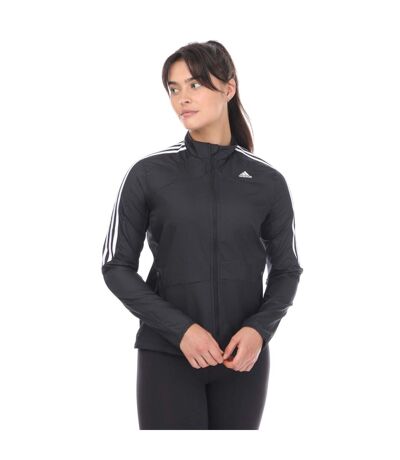 Womens/ladies marathon 3 stripes running jacket black Adidas