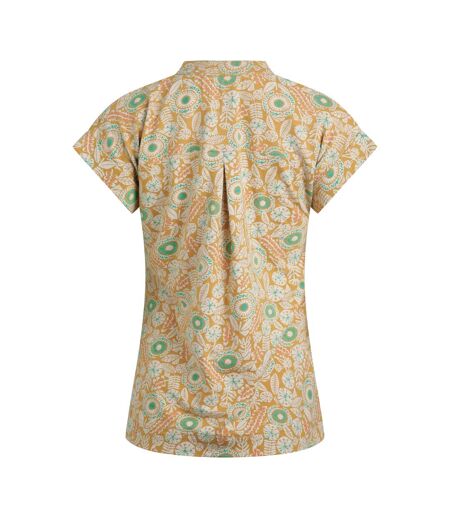 Womens/ladies alia printed jersey top deep amber Weird Fish