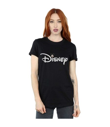 Disney Womens/Ladies Mickey Mouse Logo Head Cotton Boyfriend T-Shirt (Noir) - UTBI37842