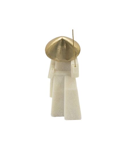 Statuette Déco Samouraï Toku 24cm Blanc & Or