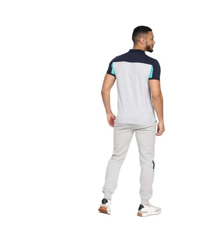 Polo jabblist homme gris chiné / bleu marine / turquoise vif Crosshatch