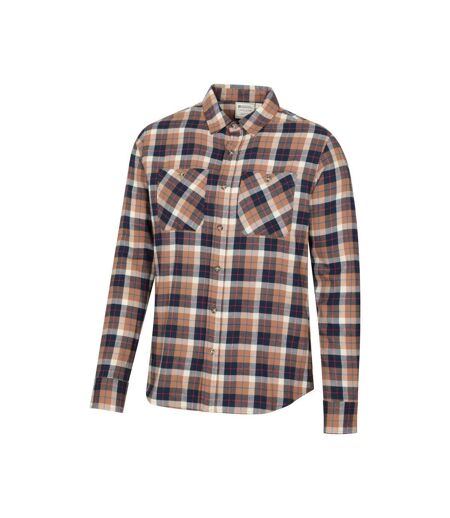 Mens Maine Flannel Long-sleeved Shirt Tan Mountain Warehouse