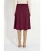 Jupe évasée mi longue unie taille élastiquée-2