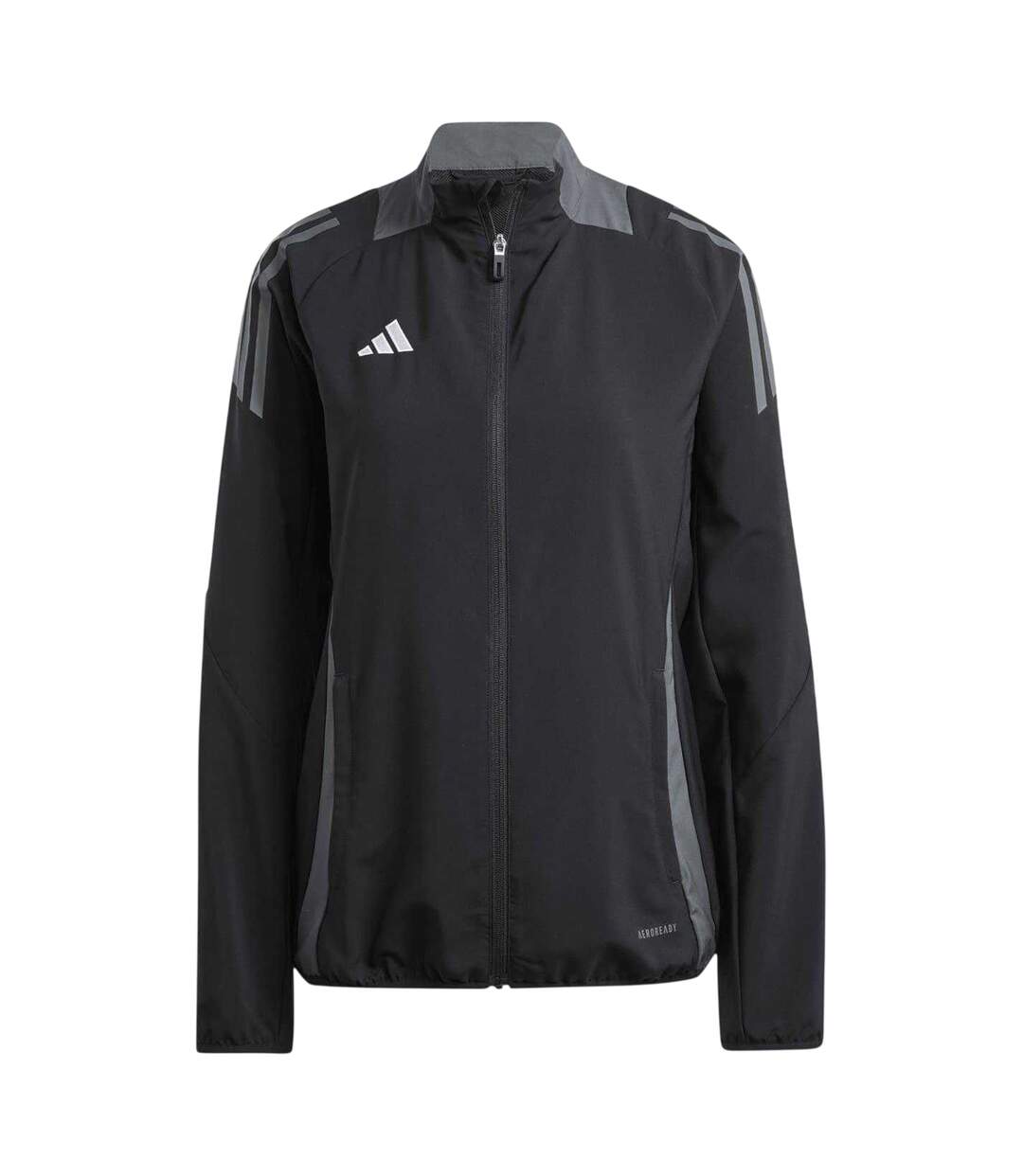 Veste De Survêtement Manches Longues Raglan Motif/style 3 Rayures Tiro Femme Noir Gris Foncé Adidas-2