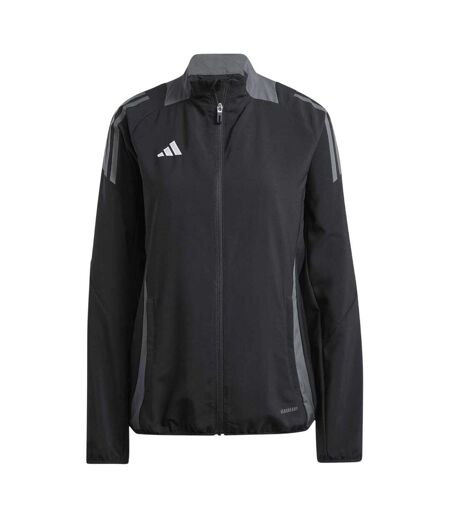 Veste De Survêtement Manches Longues Raglan Motif/style 3 Rayures Tiro Femme Noir Gris Foncé Adidas