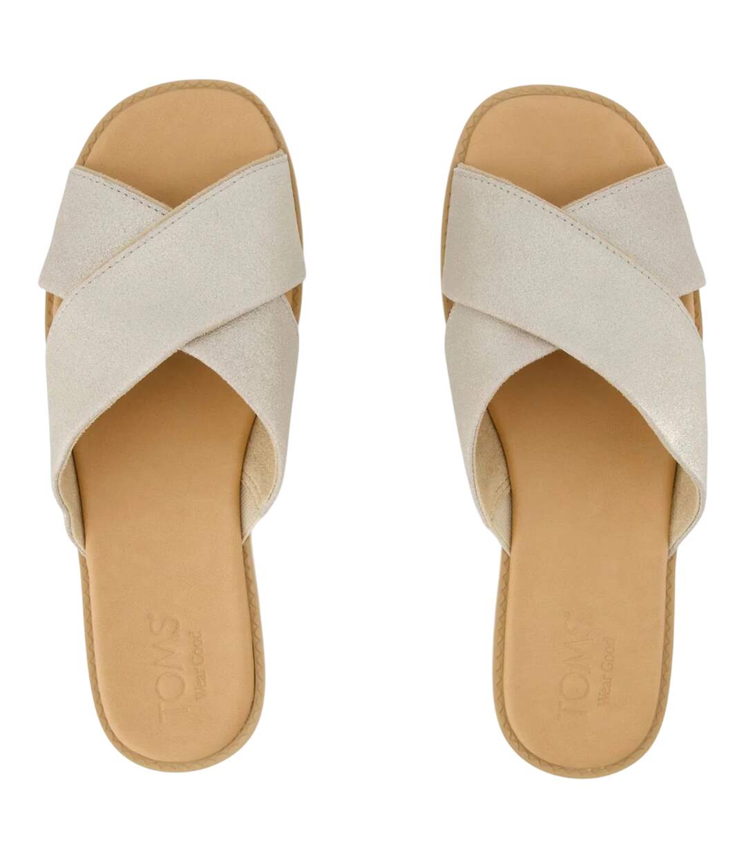 Womens/ladies Mae Crossover Strap Sliders Silver Toms-3