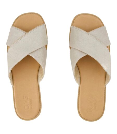 Womens/ladies Mae Crossover Strap Sliders Silver Toms