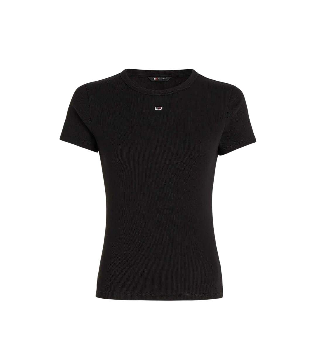 Womens/ladies Logo Ribbed Fitted T-shirt Black Tommy Jeans-2