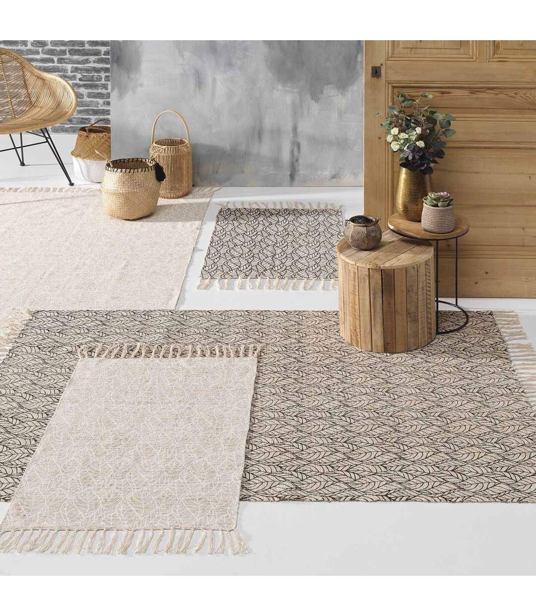 Tapis Déco à Franges Kalinda 120x170cm Blanc-3