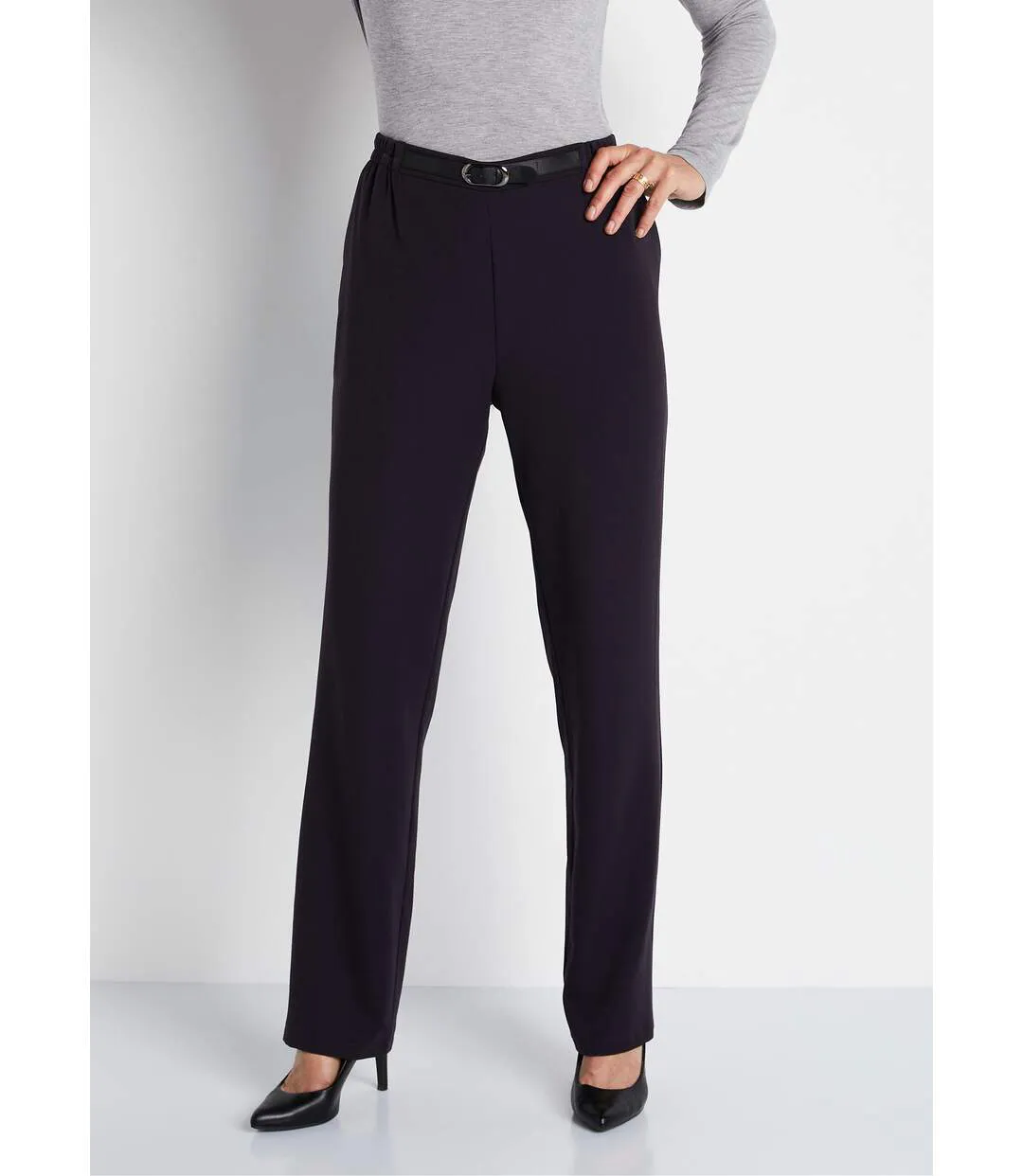 Pantalon infroissable taille semi élastiquée-1