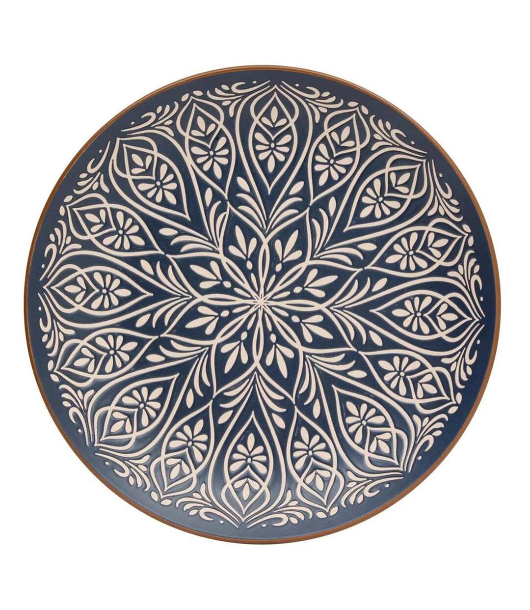 Lot de 6 Assiettes Plates en Céramique Inès 27cm Bleu-1