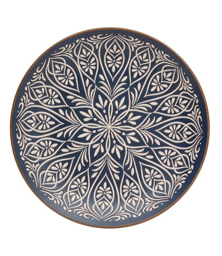 Lot de 6 Assiettes Plates en Céramique Inès 27cm Bleu