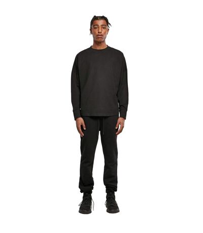 Mens Cut-on Oversized Long-sleeved T-shirt Black Build Your Brand