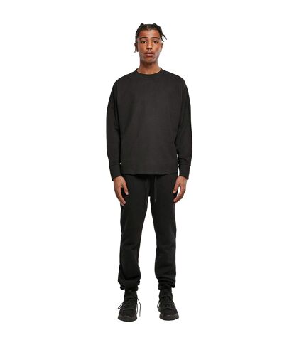Build Your Brand Mens Cut-On Oversized Long-Sleeved T-Shirt (Black)