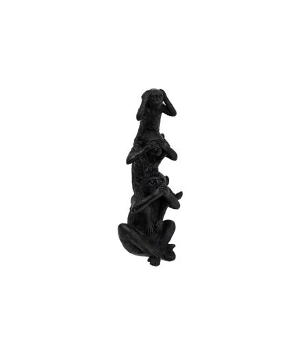 Statuette 3 Singes Exotic Panama 24cm Noir