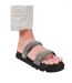 Womens/ladies define diamante pu flat sandals black Where´s That From