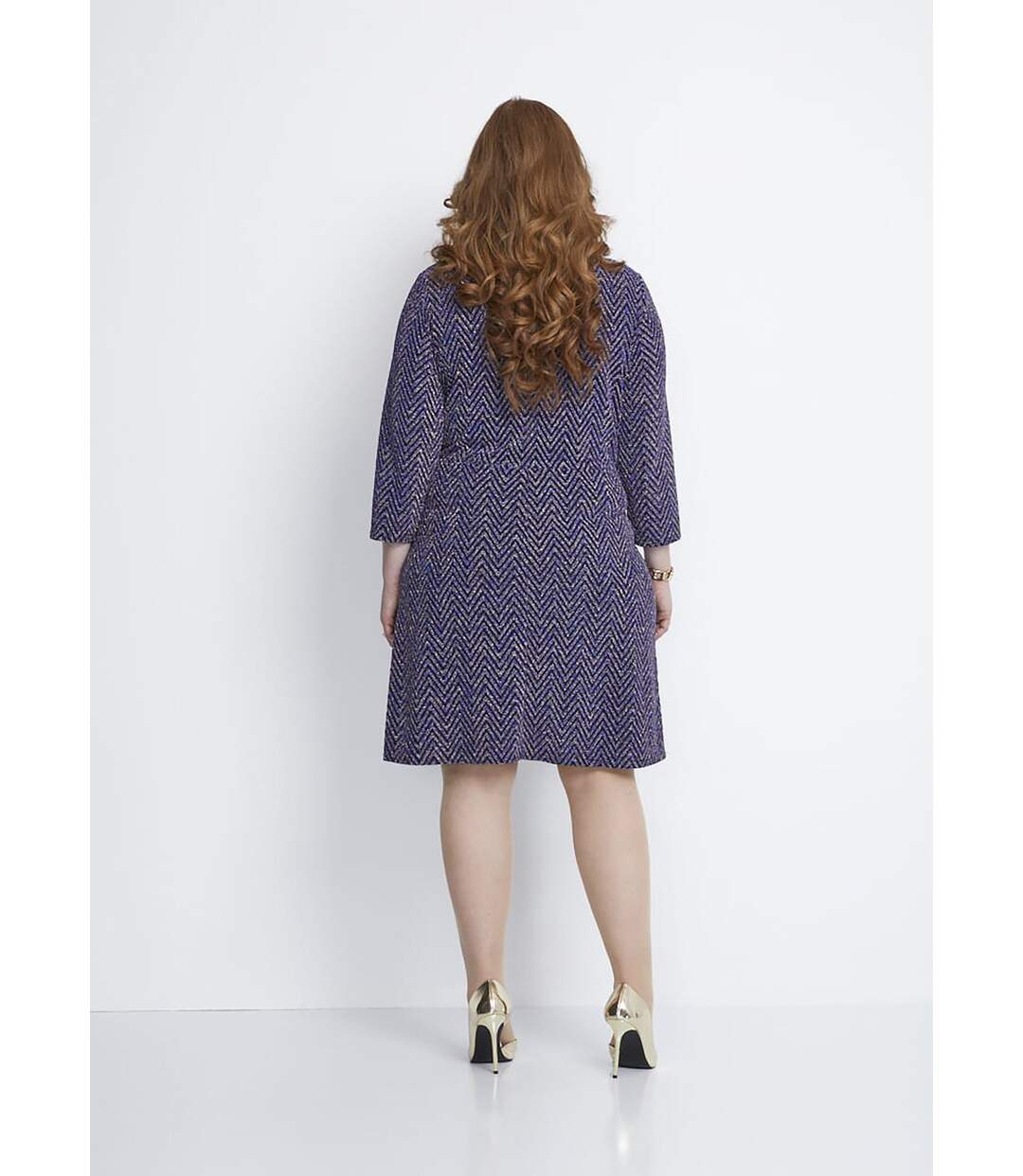 Robe courte effet cache-coeur maille pailletée-2