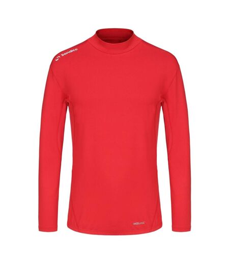 Mens Mock Neck Base Layer Top Red Sondico