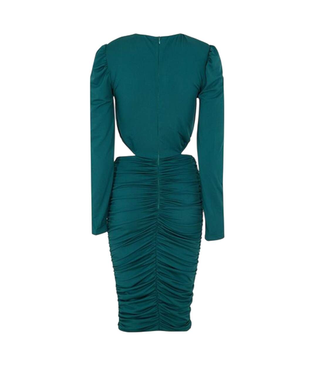 Womens/ladies Cut Out Zipped Long-sleeved Midi Dress Green AX Paris-3