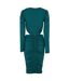 Womens/ladies Cut Out Zipped Long-sleeved Midi Dress Green AX Paris-3