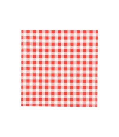 Lot de 20 Serviettes en Papier Carreaux 33x33cm Rouge