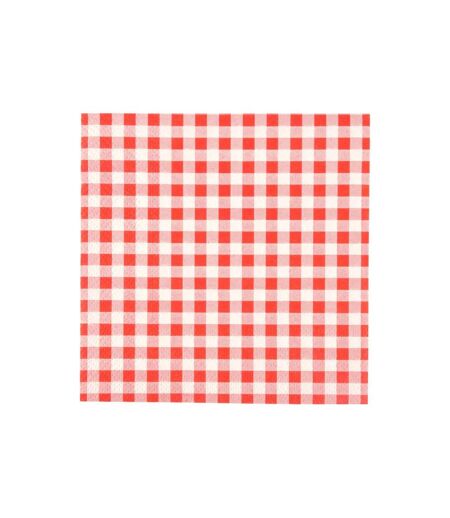 Lot de 20 Serviettes en Papier Carreaux 33x33cm Rouge