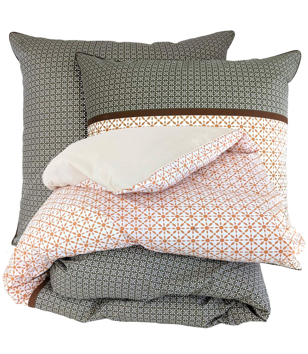 Parure de lit percale de coton GABIN ÉPICE Taie 65x65 cm-2