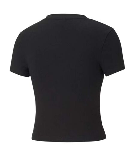 Womens/ladies Sportstyle Classic V Neck Crop T-shirt Black Puma