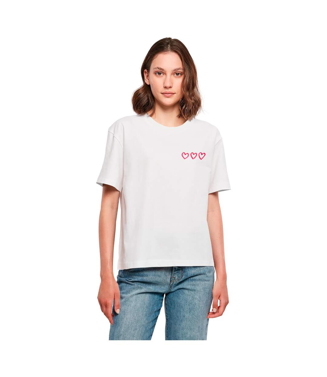 T-shirt Femme/femme Three In A Row Trois En Ligne Blanc Miss Tee-1