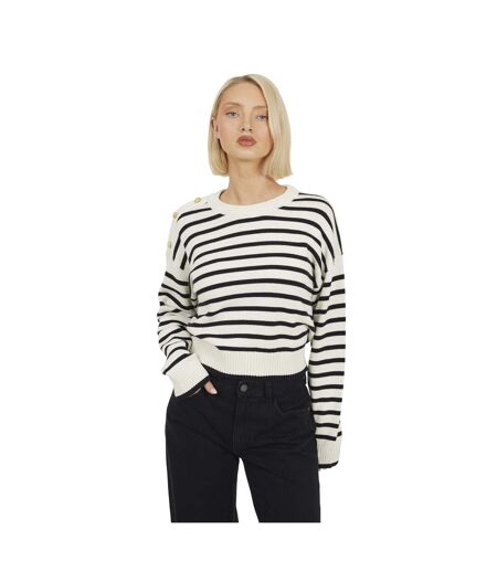 Pull Motif/style À Rayures Femme Blanc Cassé Noir Brave Soul