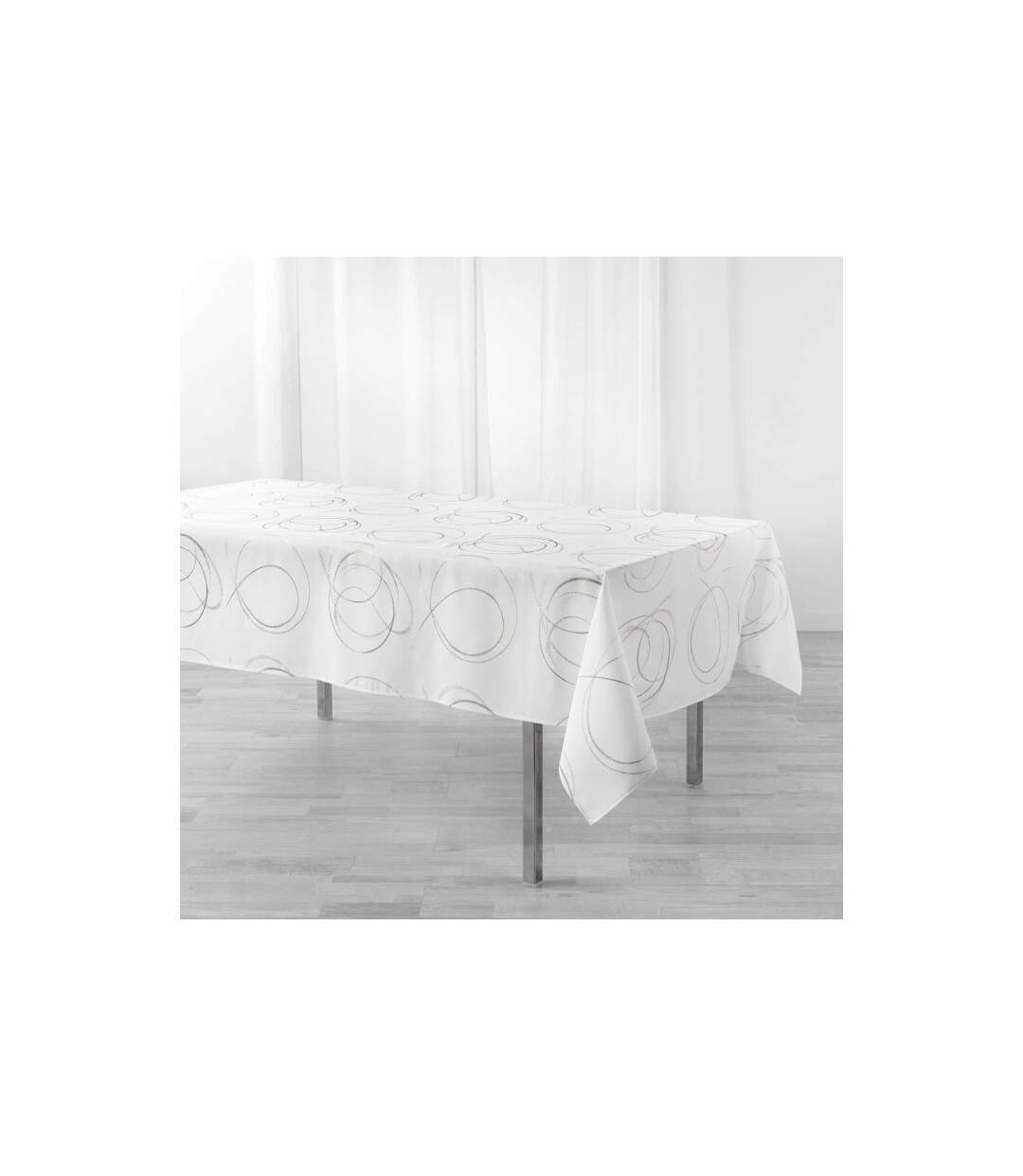 Nappe Imprimé Métallisé Bully 150x300cm Blanc