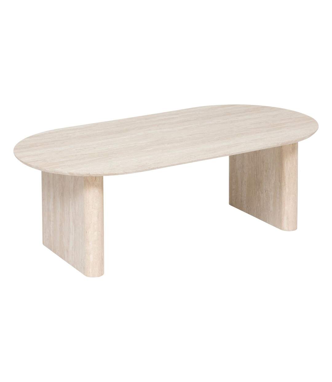 Table basse en bois effet travertin ANAYA - Beige-1