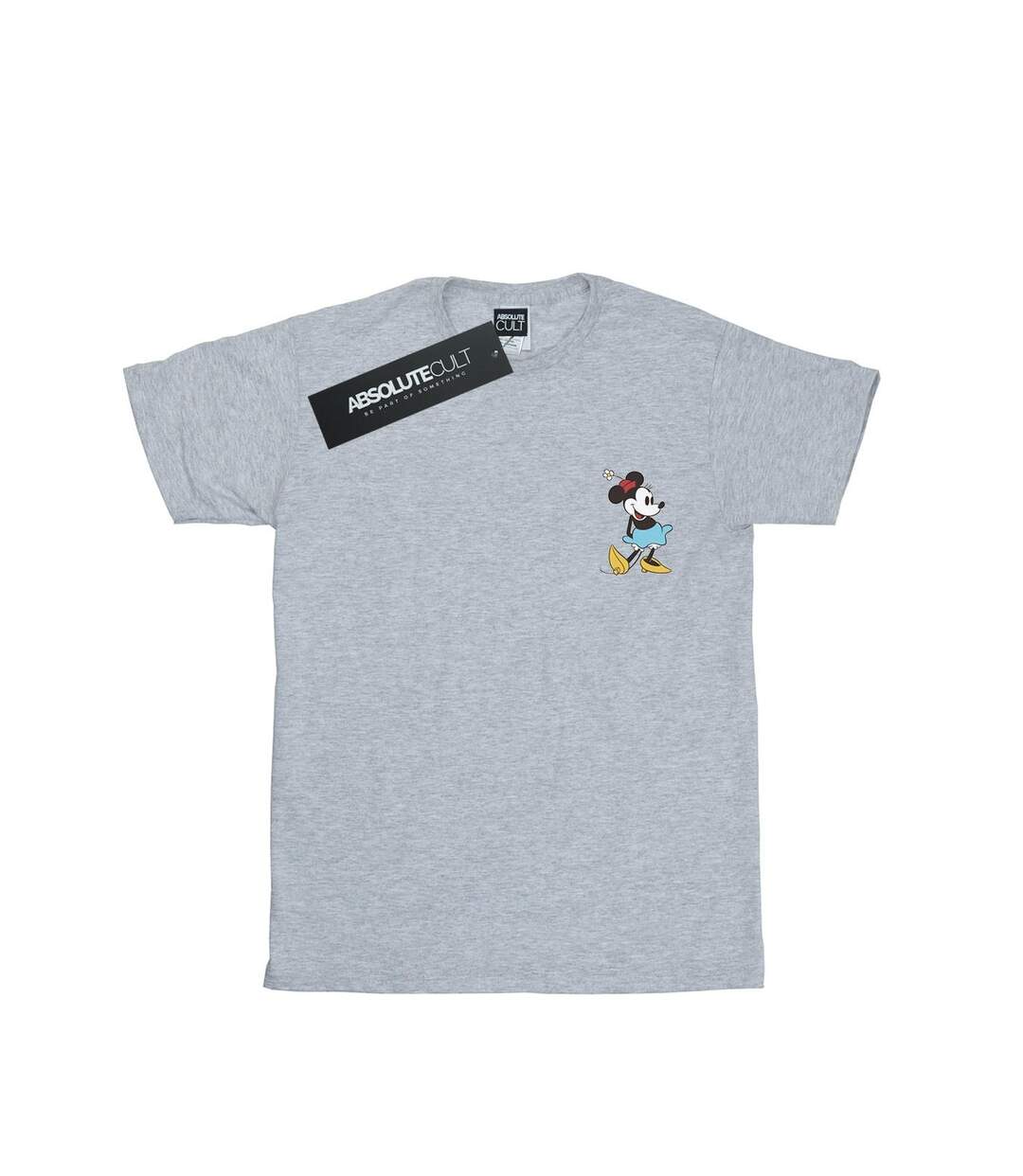 Disney Femme/Ladies Minnie Mouse Kick Chest Cotton Boyfriend T-Shirt (Gris sportif) - UTBI36511-1