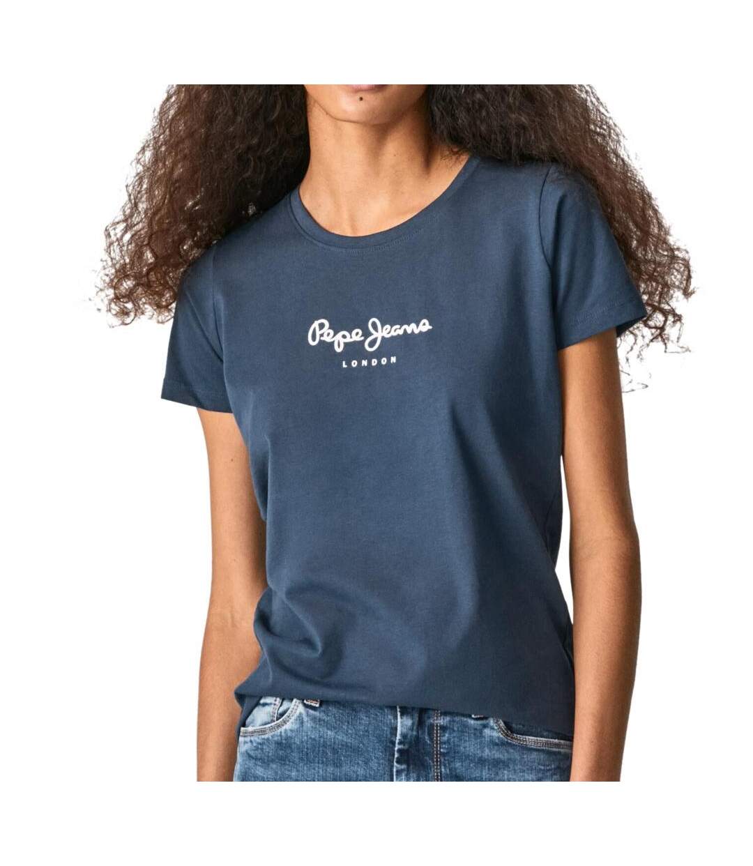 T-Shirt gris/bleu femme pepe jeans new virginia-1