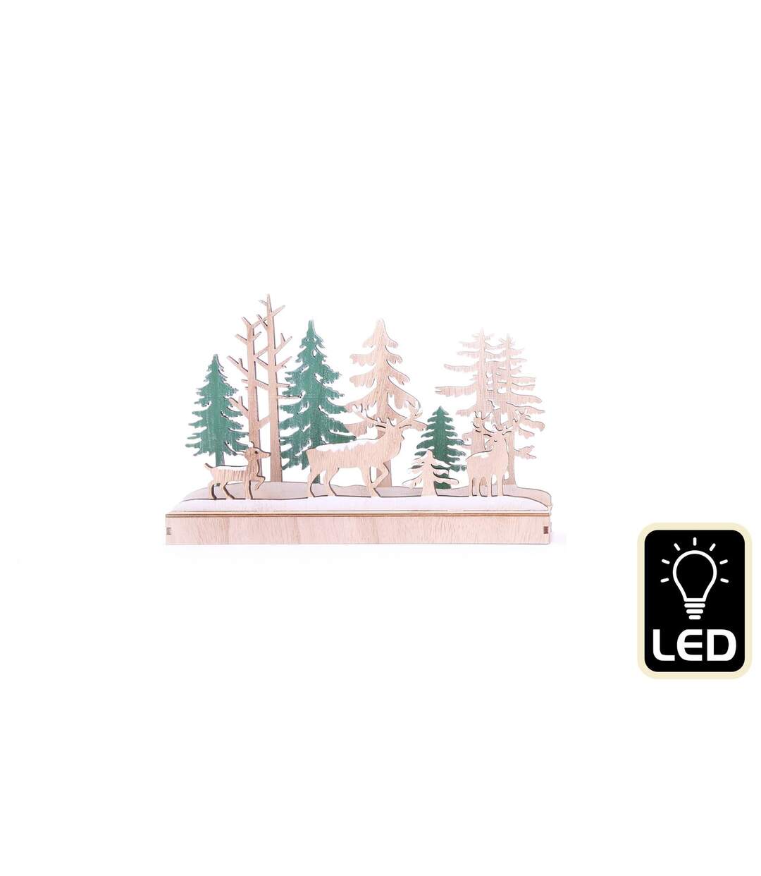 Décoration de Noël à poser en bois renne Forest Deco - Beige et vert-1