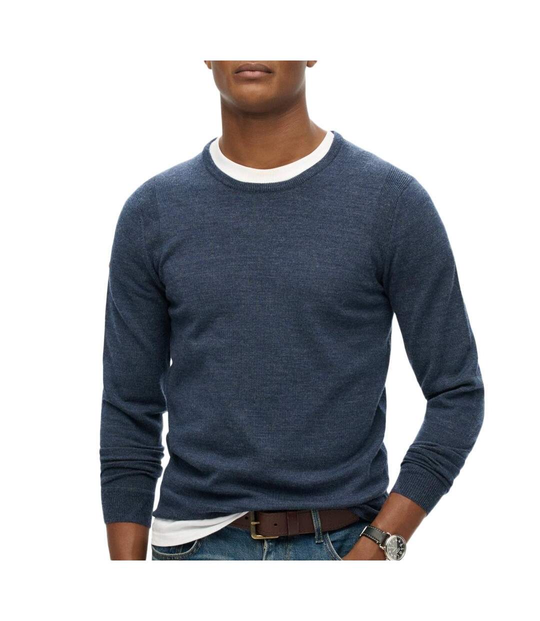 Pull marine homme superdry merino crew jumper - xxl-1