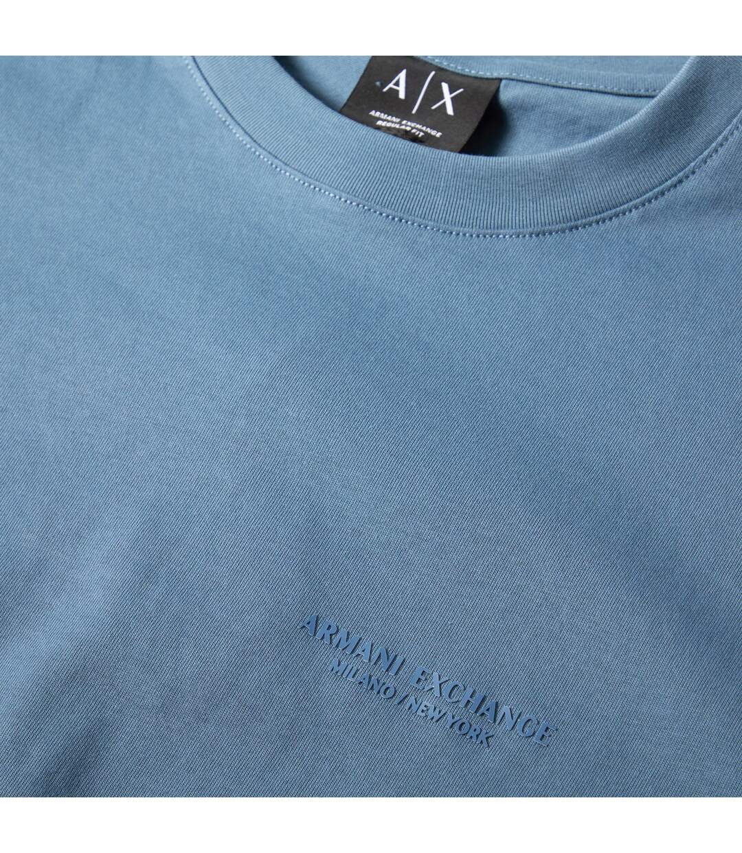 Mens Plain Cotton T-shirt China Blue Armani Exchange-3