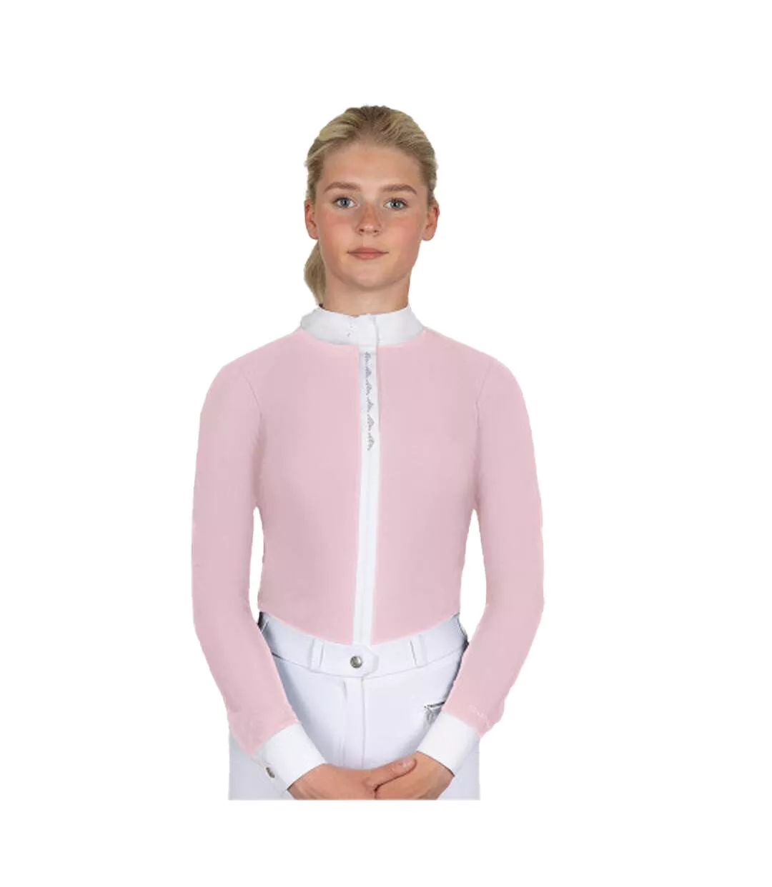 Womens/ladies Larkhall Diamante Show Shirt Blush Pink Coldstream-1